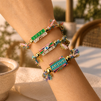Bracelet d'amitié SA avec breloque émaillée, cordon tressé, pour femmes, filles, amies, fait main, tendance, style bohème, cadeau de fête, vente en gros