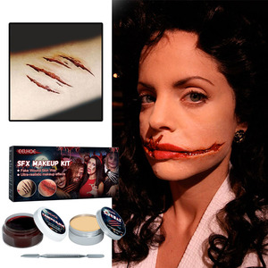Nouveau Kit de <span class=keywords><strong>maquillage</strong></span> Halloween SFX, cicatrices sans danger pour la peau, cire, <span class=keywords><strong>faux</strong></span> sang, effets de Gel, ensemble de <span class=keywords><strong>maquillage</strong></span> pour les blessures réalistes - Product Image 1