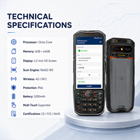 Terminal portable robuste Android 13 avec scanner de codes-barres 1D/2D, IP68, 4G, NFC, batterie 5200 mAh pour la collecte de données d'inventaire d'entrepôt