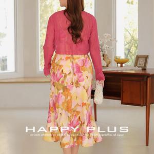 เดรสสายเดี่ยวพิมพ์ลายดอกไม้สำหรับสาวพลัสไซส์ คอระบาย เอวธรรมชาติ ตัดเย็บแบบไบแอส  ด้านหลังเปลือย - Product Image 2