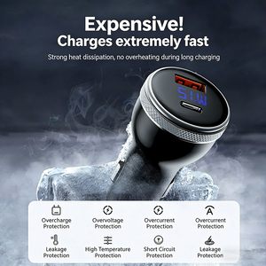 Chargeur de voiture USB, chargeur de téléphone pour voiture |   PPS33W/PD30W+QC18W <span class=keywords><strong>Total</strong></span> 51W |   Charge rapide, qualité supérieure, durable, professionnel, contrôle de température - Product Image 2