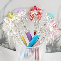 Stylo à bille mignon avec nœud en strass et porte-clés perlé, décor en cristal scintillant, cadeau tendance pour femme, fille, usage quotidien au bureau