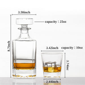 Carafe à whisky en verre uni 750ml avec logo personnalisé, lot de 2 verres à whisky pour whisky brandy vodka bourbon - Product Image 6
