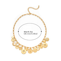 Collar con colgante de moneda de latón para mujer, joyería de moda con chapado en misticismo para ocasiones de aniversario, novedad