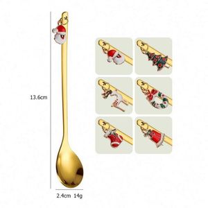 Christmas Decorations Gift 6 Pcs Coffee Spoons Set Silver Gold 304 Stainless Steel Dessert Spoon Fork for Father Weddings Gift - Product Image 3