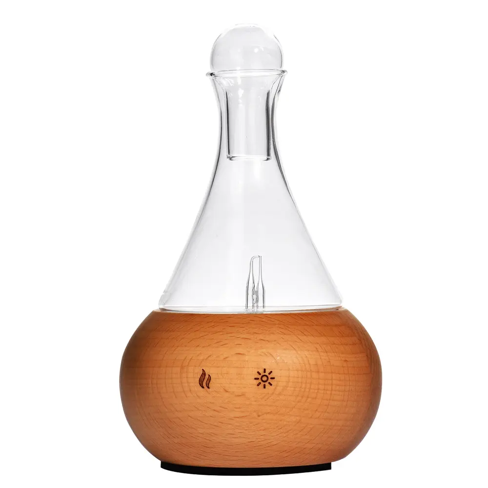 Oem Wooden Wood And Glass Waterless Led Ultrasonic Essential Oil Fragrance Aroma Nebulizer Diffusor Diffuser Machine
