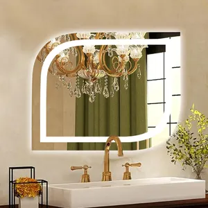 Écran tactile LED mur intelligent miroir de salle de bain forme irrégulière LED rétroéclairé miroir maquillage vanité Anti-eau miroir décoratif