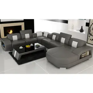 Europese Moderne Lederen Sofa Set Voor Woonkamer