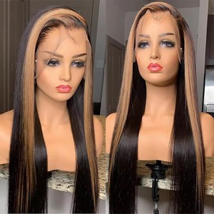 Perruque Lace Frontal Closure sans colle, pré-épilée, avec bande frontale Skunk, couleur <span class=keywords><strong>blond</strong></span> miel, <span class=keywords><strong>cheveux</strong></span> humains vierges bruts brésiliens, ultra-lisses - Product Image 5