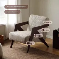 Massivholz Europäischer Sessel Moderne Wohnmöbel Einzelsofa Loungesessel Wohnzimmerstühle