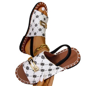 Europe United States Women's New Summer Flat Cross-Border Large Size Beach Shoes Elastic Cloth Metal Decorations Outdoor Style - Product Image 5