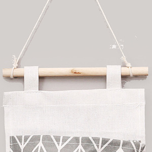 Sac de rangement mural en tissu de coton, 3 poches, organisateur suspendu pour chambre d'étudiant, rangement de jouets, conception sans perforation - Product Image 3