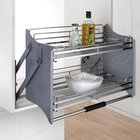 Étagère coulissante en acier inoxydable pour rangement de bouteilles d'assaisonnement, accessoires de placard de cuisine et de salon