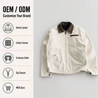 Veste de travail en toile de style Detroit vintage pour homme, col en velours côtelé contrastant, plusieurs poches, doublure en laine, veste de printemps, tailles S-XXL