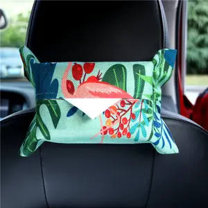 Boîte de rangement porte-serviettes en papier, sac rond style dessins animés, tissu suspendu à l'arrière du siège de voiture, boîte de rangement des serviettes