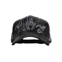 Topi Snapback Wanita Sporty 5 Panel Custom dengan Rhinestone Berkilau Abu-abu Tua, Jaring Bernapas, Penutup Gesper Logam yang Dapat Disesuaikan