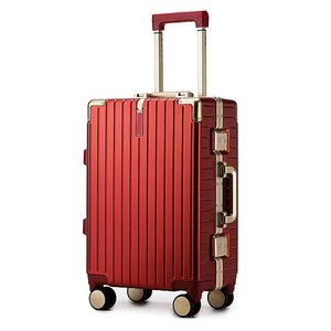 Aluminum <b>Frame</b> Suitcase 20inch Combination Lock 360 Degree Spinner Wheels Carry On Travel Case Unisex Burgundy - Product Image 1