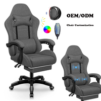 Chaise de jeu Rgb, 1 pièce, livraison gratuite, tissu en coton gris, cuir, chaises ergonomiques pour jeux vidéo sur ordinateur avec repose-pieds