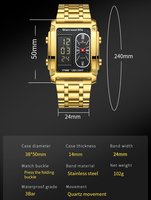 Montres pour hommes VA VA VOOM, multifonctionnelles, lumineuses, à double écran, à quartz numérique, bracelet en acier, montres-bracelets étanches (WA282)