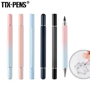 TTX novel hexagonal double headed pen cute gradient caneta metal luxury gel pen and pencil promotional ballpoint advertising pen
