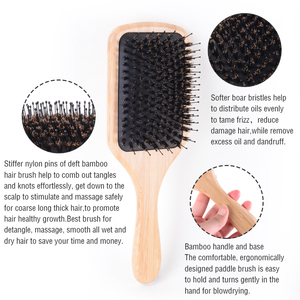 Écologique antistatique Soins sains Padd <span class=keywords><strong>en</strong></span> bambou Poils <span class=keywords><strong>de</strong></span> <span class=keywords><strong>sanglier</strong></span> Peigne <span class=keywords><strong>en</strong></span> nylon mélangé Massage du cuir chevelu Coussin d'air <span class=keywords><strong>Brosse</strong></span> à cheveux - Product Image 4