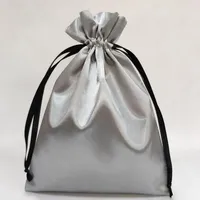 Sacs à cordon en satin personnalisables avec logo et taille sur mesure, pour cadeaux, emballage de produits de luxe, pochettes pliables à cordon, étuis à maquillage, chaussures