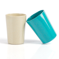 Ensemble de vaisselle en mélamine de qualité alimentaire OEM, en fibre de bambou, comprenant une assiette et une tasse