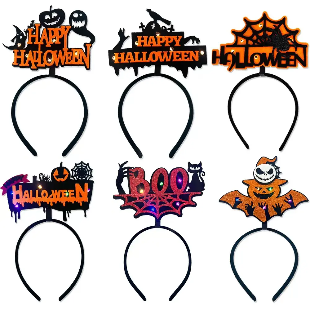 Halloween hair hoop party products glow felt cloth spider bat prop decoration ghost headband party Halloween Accessories