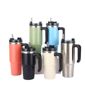 Tasse de voyage en métal inoxydable, vente en gros, tasse de voyage isolé en acier inoxydable, gobelet thermique, tasses Termo 20oz 30oz avec poignée et paille - Product Image 2
