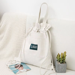 กระเป๋าเป้สะพายหลังผ้าแคนวาสแบบมีเชือกผูกสำหรับช้อปปิ้งผ้าแคนวาสสำหรับเดินทางโลโก้แบบกำหนดเอง - Product Image 5