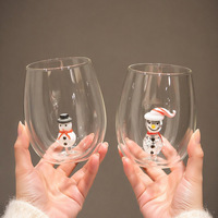 Mug en verre 3D de Noël, motif bonhomme de neige et homme en pain d'épices, cadeau de fêtes, en verre borosilicate haute résistance, simple paroi, écologique