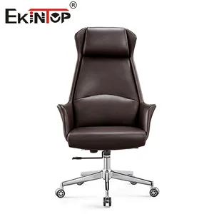 Ekintop Cadeiras de escritório de luxo para gerente clássico Cadeiras de escritório executivas giratórias ergonômicas em couro PU