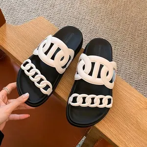 Women Fancy Platform Slide Outdoor High Quality Lady Double Strap Design Casual Comfort Slide Slippers