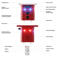 Répulsif à ultrasons intelligent pour oiseaux avec sons bioniques, fréquence variable 15-60KHz, lumières stroboscopiques rouge et bleu, télécommande