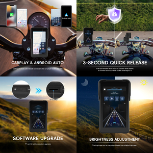 Podofo Écran vertical portable 5 pouces pour moto avec CarPlay, dégagement rapide, CarPlay sans fil, Android Auto, étanche IP68 - Product Image 3