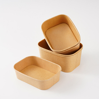 Boîte à bento carrée durable en papier kraft imperméable, vente en gros, boîte à emporter pour la cuisine japonaise, les repas occidentaux, les pique-niques, les buffets