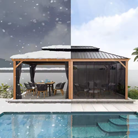 Nouvelle conception de gazebo hexagonal personnalisé, imperméable, 3*3/3*6/12*20 pieds, gazebo de jardin à toit rigide, extérieur, de haute qualité