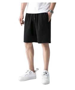 Short de survêtement 100% coton doux taille haute pour hommes avec poche à cordon décontracté Sport course à pied - Product Image 1