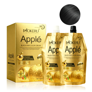 MOKERU Crema Colorante per Capelli Nera Intensa all'Estratto di Mela, Senza Ammoniaca, Tintura Rapida, Copertura 100% dei Capelli Grigi, 500ml*2 - Product Image 1