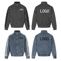 Veste zippée à pois personnalisée pour homme, veste bomber oversize, streetwear vintage, veste pour homme lavée, vente en gros OEM