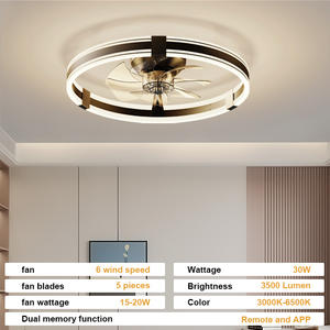 Ventilateur de plafond à moteur CC LED Chambre à coucher 6 vitesses Réglable Sensibilité à la lumière Télécommande Contrôle par application Acrylique Nouveau design - Product Image 6