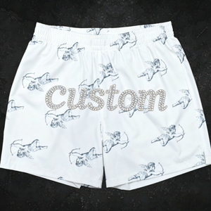Pantalones Cortos Deportivos Personalizados con Logotipo para Hombre, Pantalones Cortos de Gimnasio, para Natación, Playa, Verano, de Poliéster Transpirable, de 5 Pulgadas, con Pedrería - Product Image 1