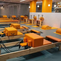 Equipo de Pilates Reformer Profesional de Alta Calidad para Mujeres, Color Rosa Roble, con Plataforma Grande y Caja para Sentarse, Venta al Por Mayor