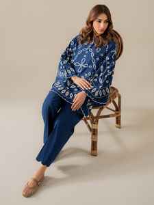 Conjunto de Dos Piezas Corto para Mujer en Algodón Khadi Flexible con Diseño Elegante, Estilo Sin Esfuerzo, Vestido Bordado Cómodo - Product Image 5