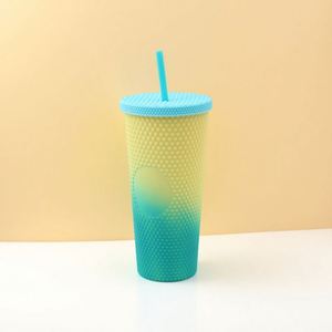 Gobelet isotherme personnalisé en gros, noir mat, pour boissons Boba, réutilisable, 24 oz, en plastique, avec couvercle et paille, design minimaliste - Product Image 3