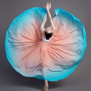 للبيع بالجملة أداء متدرج للرقص الشرقي بالألوان من لهب دائرة نصف تنورة طويلة - Product Image 5