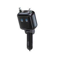 Cargador de Coche con Encendedor de Cigarrillos Retráctil Doble, Carga Rápida PD, Cables USB-C Retráctiles con Puertos USB-C y USB-A