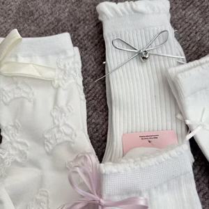 ถุงเท้าลูกไม้พร้อมโบว์สีขาวสำหรับผู้หญิงระบายอากาศได้ดีดูดซับเหงื่อฤดูร้อนสไตล์เกาหลีถุงเท้าแฟชั่นวัยรุ่น - Product Image 2