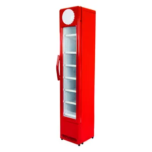 Refrigerador delgado de una sola temperatura para puerta de vidrio, escaparate Vertical de alta calidad, congelador en venta