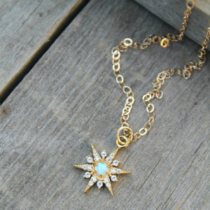 Collar de ópalo de estrella de mar, de Plata de Ley 925, chapado en oro - Product Image 2